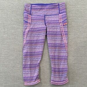 Lululemon run top speed crop space dye twist pink purple leggings size 4